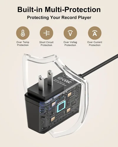 Vista 6 de VHBW Adaptador de 5 V CA/CC para Victrola Journey Reproductor de discos portátil de maleta VSC-550BT - Compatible con FJ-SW0501500DU - Pieza