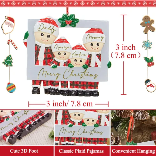 Vista 5 de Adornos de Navidad personalizados Firelace con nombre grabado de resina para árbol de Navidad, regalos para niños, Acción de Gracias, decoración