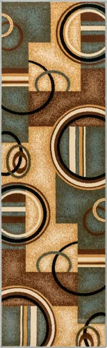Vista 14 de Well Woven Barclay Alfombra con diseño de arcos y formas, moderna, 2 pies 3 pulgadas x 7 pies 3 pulgadas, color azul claro
