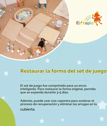 Vista 7 de Elftopia Bloques de Escalada de Espuma con Piscina de Pelotas y Escaleras para Niños Pequeños de 1-3 Años - Conjunto de Juego Suave para Gatear