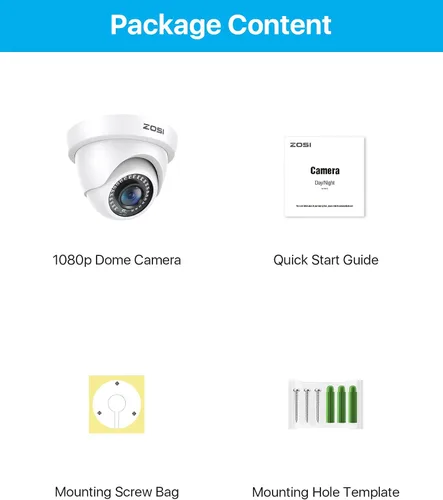 Vista 9 de ZOSI Cámaras de seguridad domo de 1080p (híbridas 4 en 1 HD-CVI/TVI/AHD/960H CVBS analógica), cámara CCTV de vigilancia nocturna de 2 MP