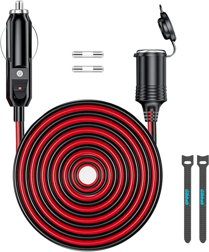 Vista 7 de Cable de extensión de encendedor de cigarrillos resistente de 12V/24V 16AWG de 4.9 pies, adaptador de cable de extensión de enchufe macho a hembra