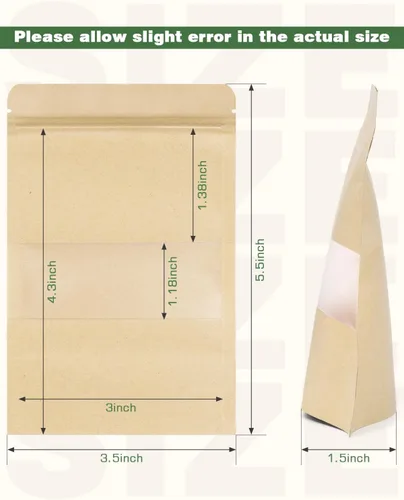 Vista 2 de Bolsas de papel kraft para pie, 200 paquetes, 3.5 x 5.5 pulgadas, almacenamiento de alimentos, Navidad