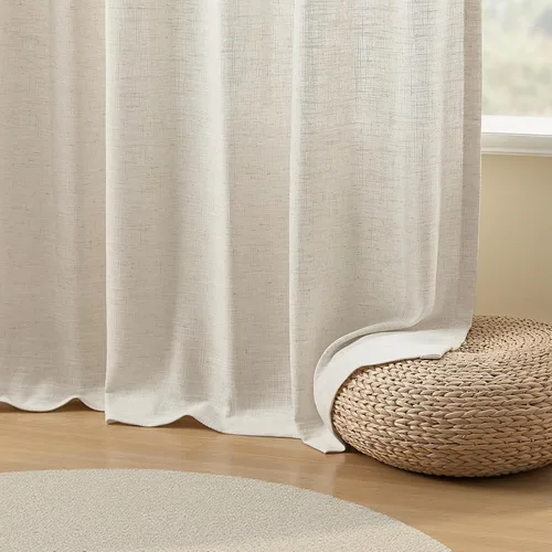 Vista 5 de Cortinas plisadas de lino semitransparentes de 96 pulgadas, filtrado de luz Natural