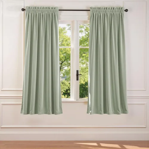 Vista 51 de Lazzzy - Cortinas de terciopelo blanco de 63 pulgadas de largo para sala de estar o dormitorio, cortinas con filtro de luz, aislación térmica