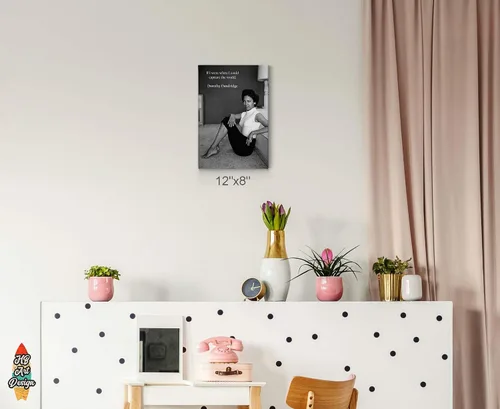 Vista 2 de HB Art Design Cita de Dorothy Dandridge y Photo at Home - Lienzo decorativo en blanco y negro para pared, hermoso icono de arte afroamericano
