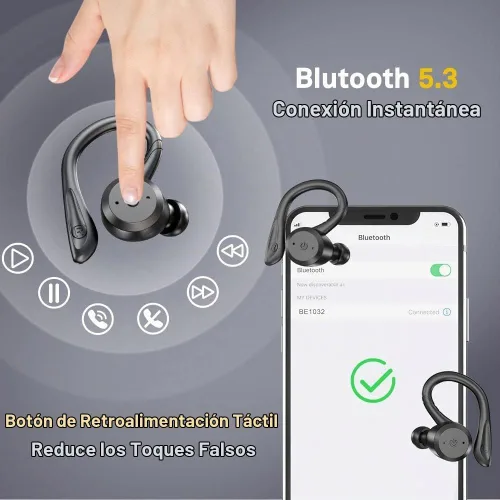 Vista 5 de Apekx - Auriculares Bluetooth, auriculares inalámbricos verdaderos con estuche de carga, IPX7 impermeable, sonido estéreo, auriculares con micrófono