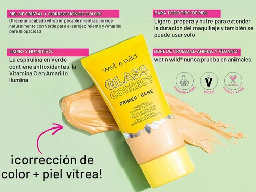 Vista 3 de wet n wild Prime Focus Glass Skin Correct Primer, acabado de cristal brillante, amarillo