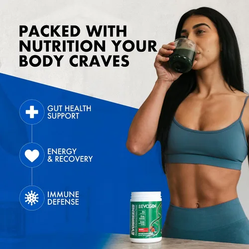 Vista 4 de Evogen Evogreens - Polvo Super Greens Promueve la recuperación, el bienestar y la salud inmunológica Superalimento en polvo con espirulina