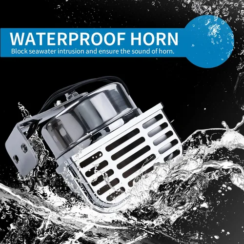 Vista 6 de FARBIN Bocina de 24 V para barcos, cuerno impermeable de acero inoxidable para barcos con soporte base para veleros, yates, automóviles