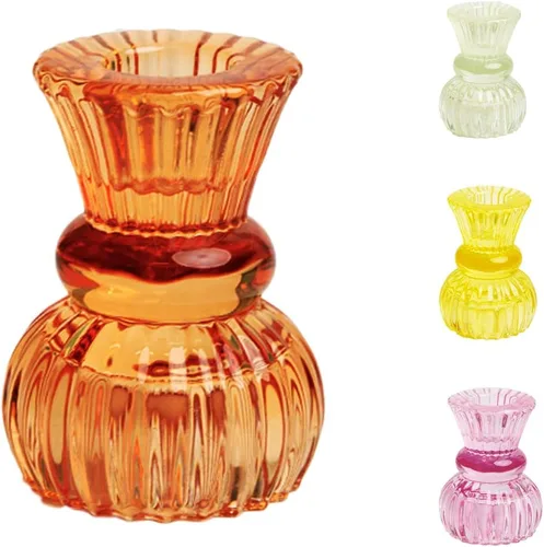 Vista 3 de Talking Tables Portavelas de cristal verde oscuro Soporte de vela cónico para interiores o exteriores, elegante decoración de mesa de Navidad