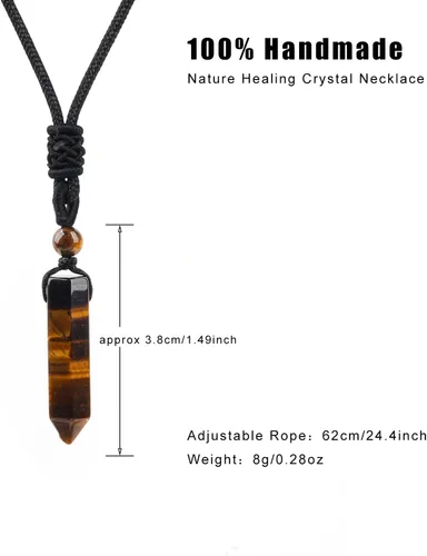 Vista 3 de Collar de piedra de cristal curativo para hombre, colgantes puntiagudos hexagonales, collares de cristales hechos a mano, joyería espiritual