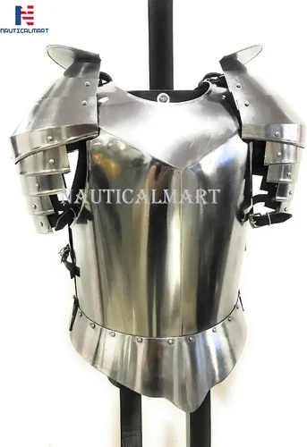 Vista 4 de NauticalMart Medieval Times - Protector de hombro de acero para placa de pecho diseño de guerrero
