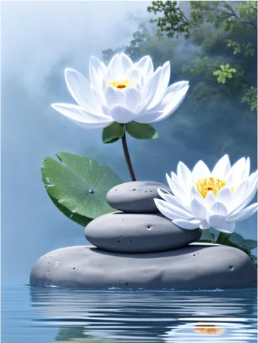 Vista 10 de Lwlaboc Lienzo Zen Impresiones de arte de pared de loto azul marino, flores de loto blanco y mariposa, decoración de pared para meditación
