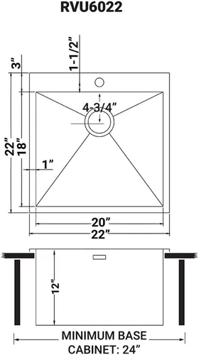 Vista 9 de Ruvati Fregadero de lavandería de montaje superior de 22 x 22 x 12 pulgadas, fregadero de utilidad profundo, fregadero utilitario de acero