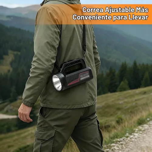 Vista 4 de Linterna LED recargable, linterna de camping portátil de 4800 mAh, 7 modos de luz e impermeable, proyector de mano súper brillante para emergencias