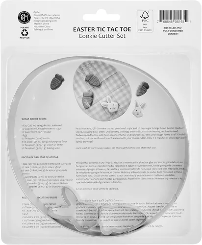 Vista 3 de R&M Juego de cortador de galletas de Pascua en forma de Tic Tac Toe, 3 piezas de acero inoxidable, incluye huevo, conejo y zanahoria