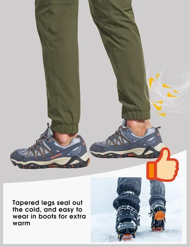 Vista 4 de FitsT4 - Pantalones de invierno para hombre, resistentes al agua, con forro polar, aislados, para clima frío, senderismo, nieve, esquí, pantalones