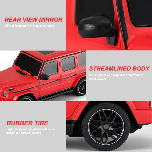 Vista 5 de Coche de control remoto a escala 1:24 para Mercedes G63, modelo de autos RC de 2.4 GHz, vehículo eléctrico de carreras deportivas, regalo para Rojo