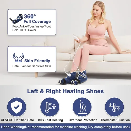 Vista 4 de AOBOCO 1 par de almohadillas térmicas de pies para fascitis plantar, calentadores de pies calentados para tendinitis de Aquiles, esguince de talón