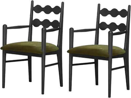 Vista 27 de Sillas de comedor tapizadas, silla de cocina con respaldo, silla de sala de estar con brazos versátil asiento de comedor de granja, sillas