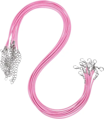 Vista 65 de MECCANIXITY 10 cordones de collar encerado de 18 pulgadas, cadena de collar a granel con cierre de 0.059 in de cuerda de cuero encerado para hacer