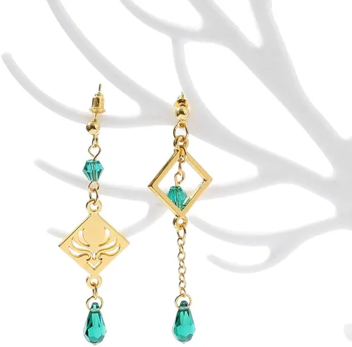 Vista 7 de Genshin Dangle Earrings For Women Girl - Anime Figure Element Eye Of God Anemo Vision Earrings Venti Cosplay Jewelry For Christmas Halloween