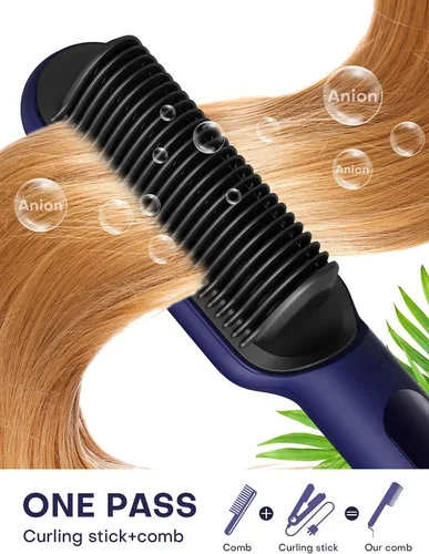 Vista 3 de Handor Cepillo alisador de cabello Pro Ionic para mujer, 9 ajustes de temperatura con pantalla LED, calor rápido de cerámica Hot Tech, 250°F-410°F