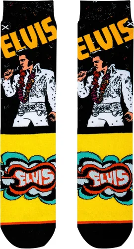 Vista 5 de Odd Sox, Elvis Presley, The King of Rock N Roll - Calcetines para hombre, divertidos regalos de coleccionista, Negro