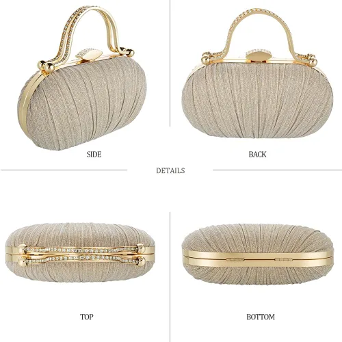 Vista 4 de YYW Bolso de noche para mujer, embrague de boda con cadena y bolsos de noche