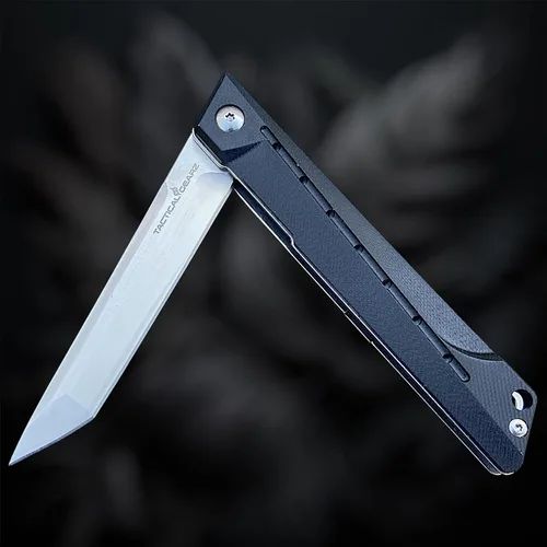Vista 5 de TACTICAL GEARZ Cuchillo plegable de bolsillo para EDC, mango G10, hoja tanto de acero D2, incluye funda (Nyx)