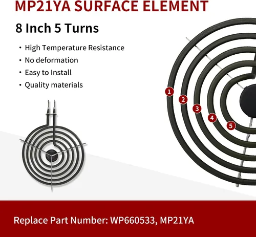 Vista 4 de Elemento de quemador de estufa eléctrica MP15YA*2 de 6 pulgadas y MP21YA*2 de 8 pulgadas, elemento de quemador de rango eléctrico MP22YA compatible