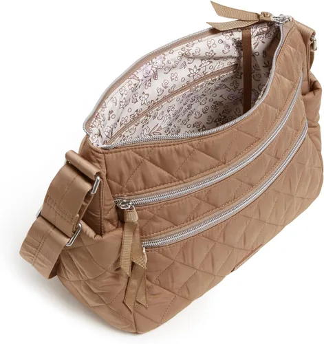 Vista 3 de Bolso tipo cartera de sarga con triple cremallera para mujer