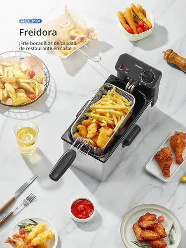 Vista 7 de Reemix Freidora eléctrica 3L 1500W, fabricante de pollo frito de encimera