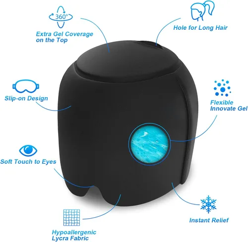 Vista 4 de ComfiTECH Envoltura para la cabeza de hielo para migraña con cobertura superior y envoltura de hielo para pies ComfiTECH
