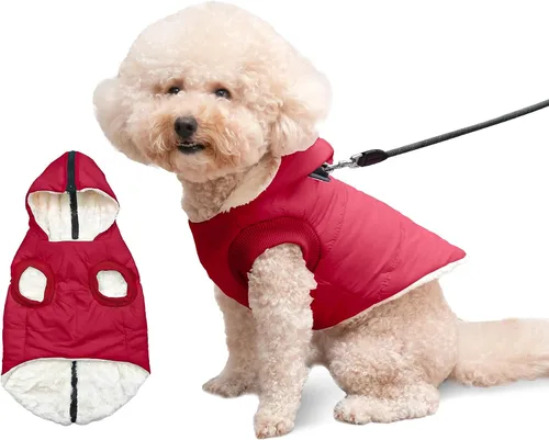 Vista 15 de vecomfy - Sudadera con capucha para perro, forro polar y algodón, extra cálida, para invierno, chaqueta para perro pequeño, abrigos con capucha