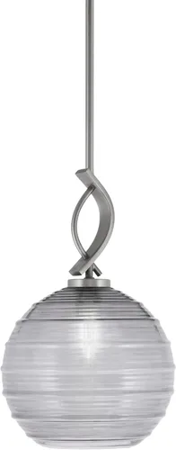 Vista 124 de Toltec Lighting Cavella Stem Colgado Mini colgante, acabado grafito, vidrio de muselina blanca de 4 pulgadas