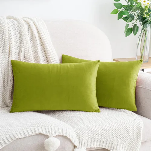 Vista 26 de HWY 50 fundas de almohada decorativas de terciopelo sólido para sofá, sala de estar. Ambar