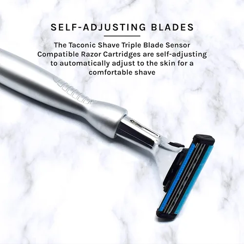Vista 4 de Taconic Shave, Gillette Sensor & Sensor Excel - Maquinilla de afeitar de cabeza de pivote de triple cuchilla, incluye 1 cuchilla precargada, ofrece