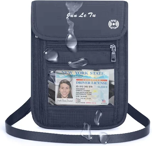 Vista 12 de Soporte para pasaporte para viajes, cartera de pasaporte RFID con diseño de ventana visual, organizador de documentos multifuncional, bolsa de viaje