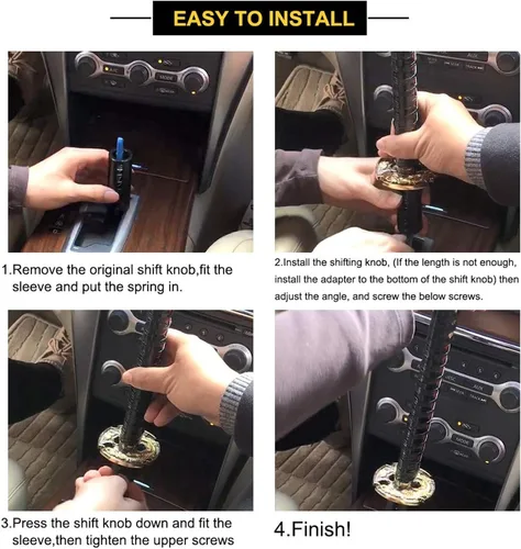 Vista 6 de RYANSTAR - Pomo de cambio automático de espada samurái, universal, compatible con bloqueo y botón, transmisión automática, katana, cambiador