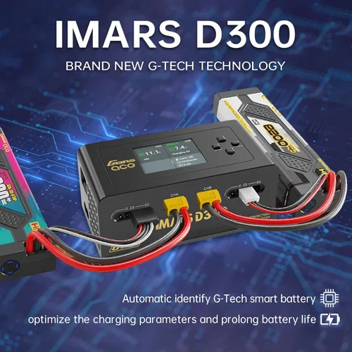 Vista 2 de Lipo Cargador de batería IMARS D300Gens。 Cargador de batería Lipo Serie G-Tech Smart Dual Lipo Balance Cargador AC 300W DC 700W (350W x 2), cargador