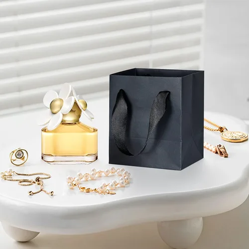 Vista 6 de HUAPRINT Mini bolsas de regalo negras, paquete de 12, 4 x 2.75 x 4.5 Negro