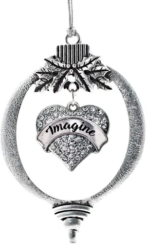 Vista 108 de Inspired Silver - Red Merry - Adorno de Navidad plateado - Adorno de árbol de Navidad con dije de corazón con circonita cúbica - Decoración colgante