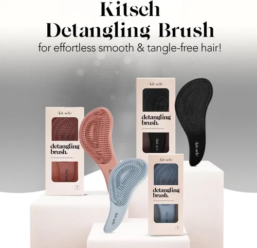 Vista 8 de Kitsch Cepillo desenredante - Cepillo suave para todo tipo de cabello - Negro Flexible Bristles for All Hair Types - Dry or Wet Detangling Hair