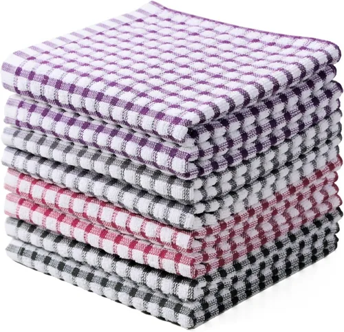 Vista 11 de Oeleky Toallas de cocina de algodón, 15 x 26 pulgadas, a cuadros, paquete Multicolor