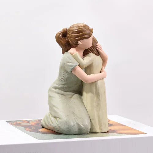 Vista 5 de Hensonever Figura de Madre e Hija Esculpida y Pintada a Mano, Figura Esculpida y Pintada a Mano "Amo a Mi Hija" Regalo para el Día de la Madre