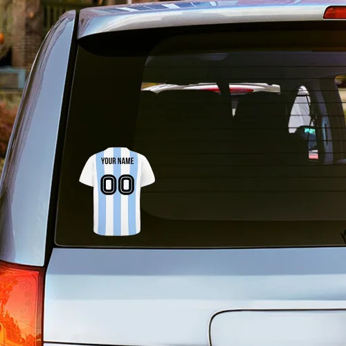 Vista 2 de Oliver's Labels Calcomanías personalizadas para el coche de jersey de fútbol (Argentina)