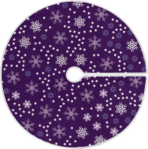 Vista 9 de Falda de Árbol de Navidad Azul y Morada con Copo de Nieve, Alfombra de Árbol de Temporada para Fiestas y Vacaciones, Suministros para Decoración