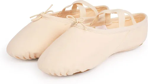 Vista 7 de OLORA Zapatos de ballet de lona para mujer, zapatillas de baile, suela dividida, zapatos de práctica para niñosniñasadultos